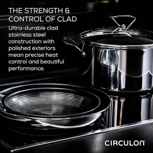 Circulon 11-Piece Stainless Steel Nonstick Cookware Set SteelShield Clad in Silver #30054