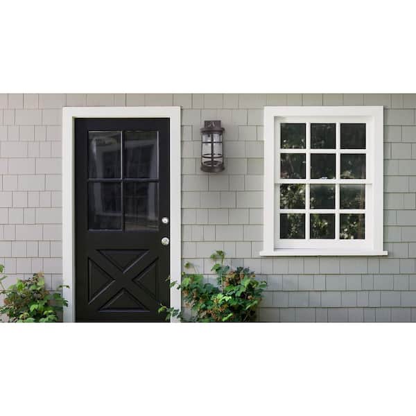 Artisan Large Cylinder 15.25 in. Bronze Composite Outdoor Hardwired Lantern Sconce with Clear Diffuser No Bulb Included