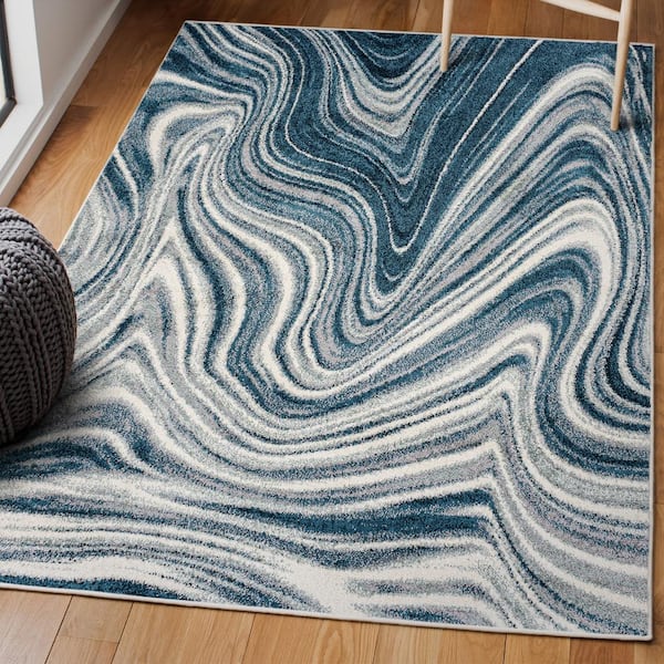 JONATHAN Y Eleni Turquoise/Cream 5 ft. x 8 ft. Contemporary