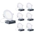 4 in. Canless 2700K Soft White 9W 750 Lumens Thin New Construction Integrated LED Recessed Light Kit Wet Rated (6-Pack)