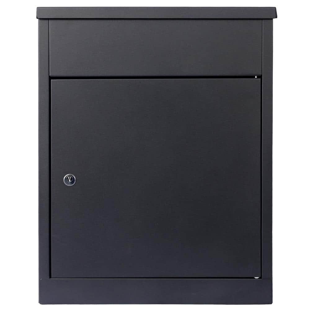 Black Extra Large Lockable Galvanized Steel Parcel Mailbox