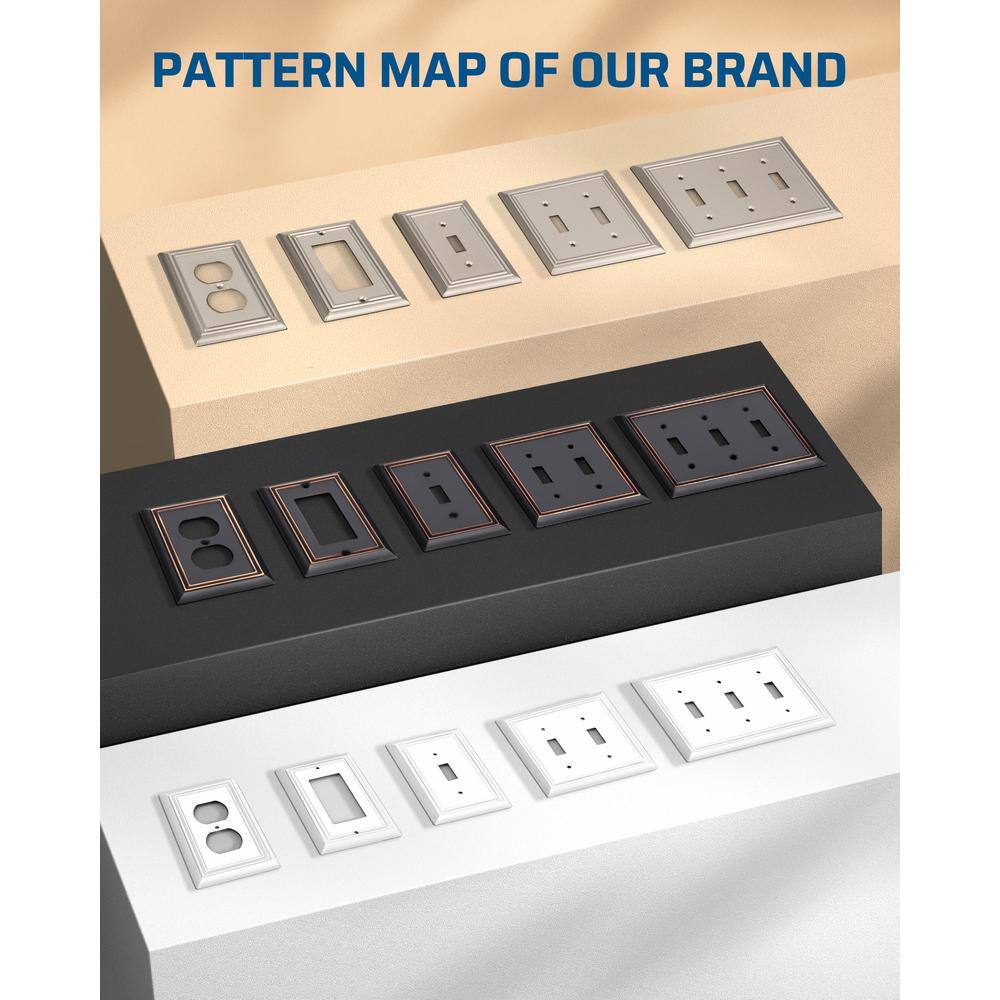 Sleeklighting 4 Pack Beveled Oil Rubbed Bronze Outlet Covers | 1 Gang Toggle