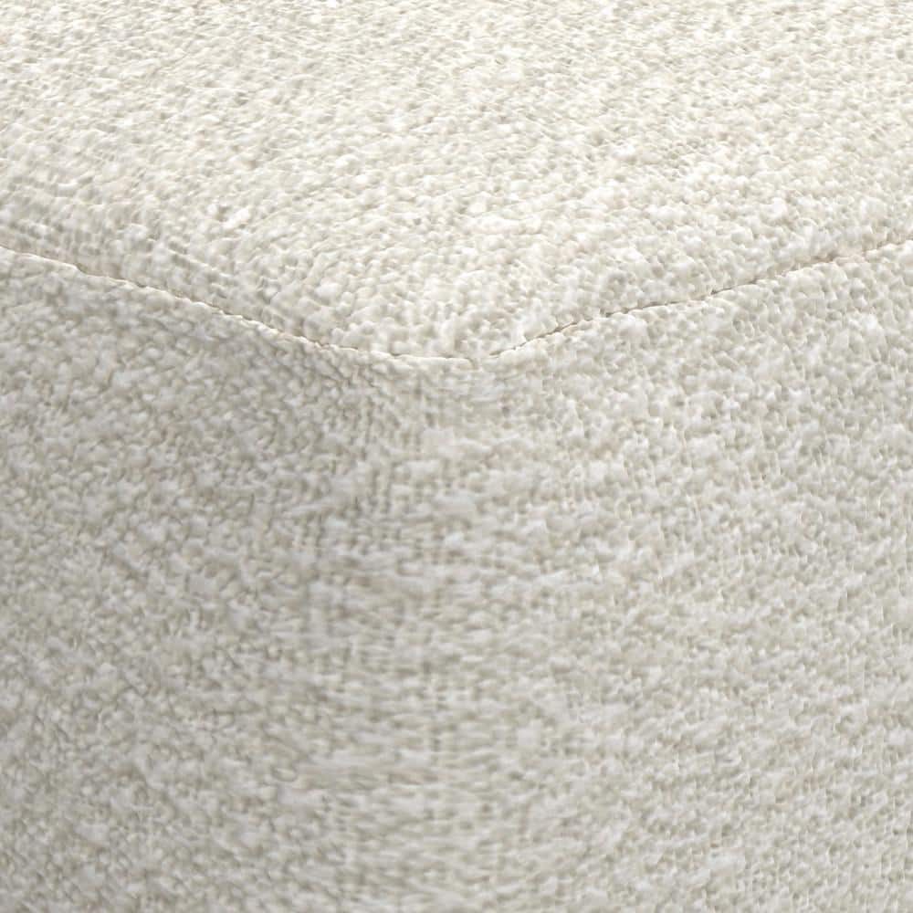 Ivory Boucle Square Pouf with Polystyrene Filling