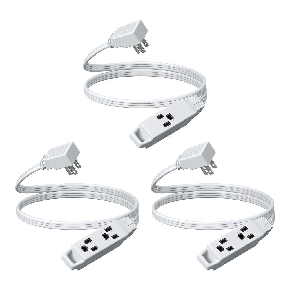 3 ft. 16 / 3-Gauge Indoor Extension Cord with 3-Prong 3 Outlets and SPT-3 Cord, White, 3 Pack price history on PriceWatchPro