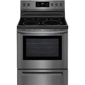 30 in. 5 Element Freestanding Electric Range in Black Stainless Steel with Self-Cleaning Oven