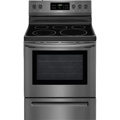30 in. 5.3 cu. ft. Electric Range with Self-Cleaning Oven in Black Stainless Steel