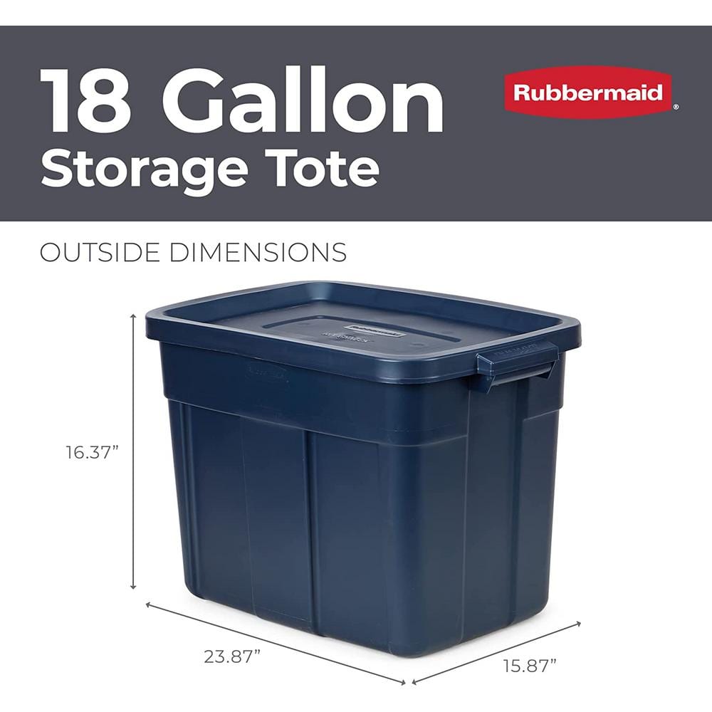 Roughneck 18 Gallon Dark Indigo Plastic Stackable Storage Totes