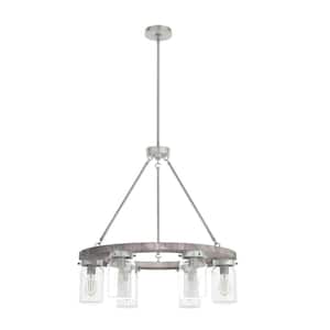 Devon Park 6-Light Brushed Nickel Circular Chandelier with Clear Glass Shades