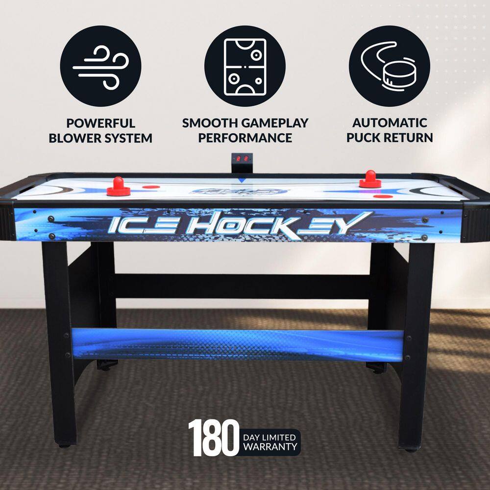 Face-Off 5 ft Blue Air Hockey Table with Electronic Scoring