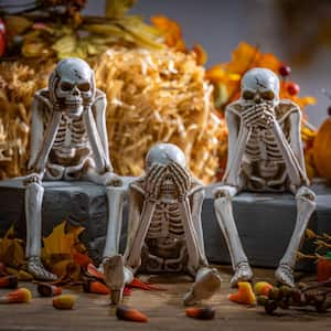 8.1 in. H 3 Skeleton Shelf Sitters Halloween Figurines