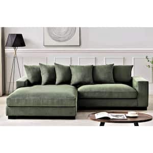 "Payan 102.4 in W Square Arm 2-piece L-Shaped Polyester Corduroy Left Facing Sectional Sofa in. Dark Green"