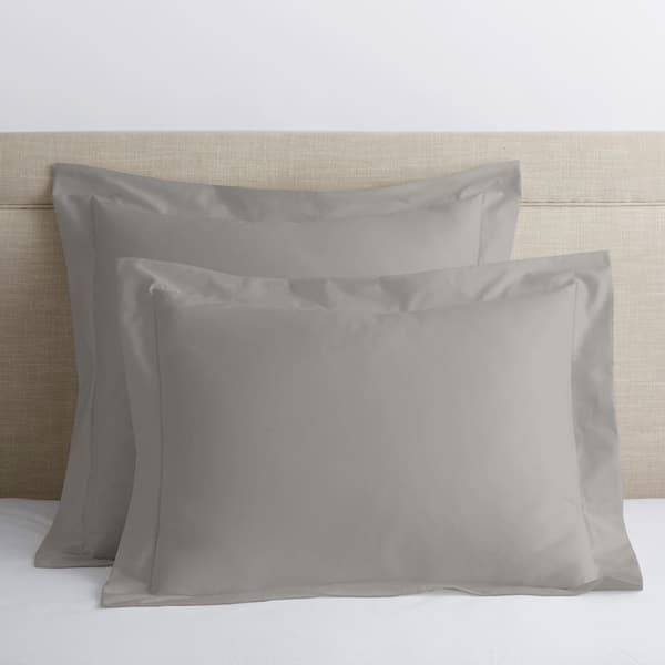 The Company Store Legends Luxury Solid Sterling Gray 500-Thread Count Cotton Sateen Standard Sham