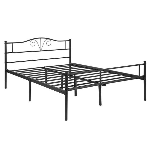 Double Metal Platform Bed Framed Queen, Inexpensive Metal Queen Bed Frame