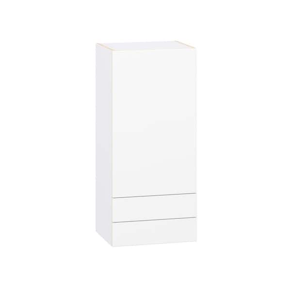 J COLLECTION Timberline 18 in. W x 14 in. D x 40 in. H Assembled Slab Wall Kitchen Cabinet in Bright White with 2-Drawers