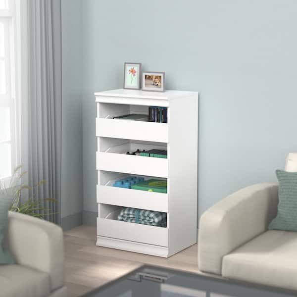 21.39 in. W White Modular Storage Stackable Unit with 4-Drawers Wood Closet System