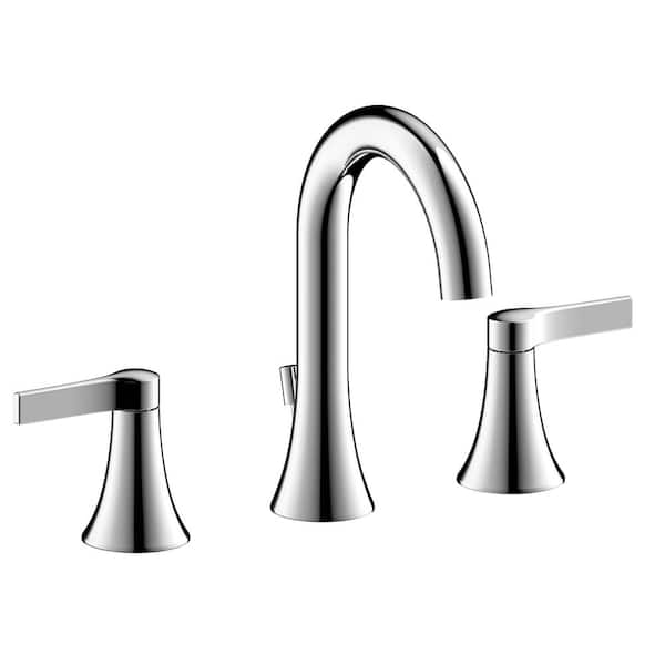 Fontaine by Italia Fontaine Varenne Modern 8 in. Widespread 2-Handle Bathroom Faucet with Drain in Chrome