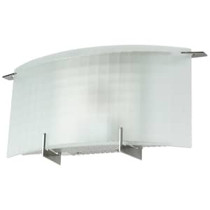 14 in. Brushed Nickel Cool White 4000K Dimmable ETL Listed Curved Glass LED Wall Light Sconce