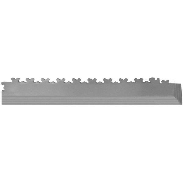 IT-tile 23 in. x 2-1/2 in. Diamond Plate Light Gray PVC Tapered Interlocking Multi-Purpose Flooring Tile Corners (4-Pack)