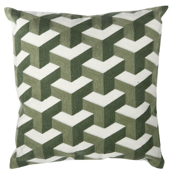Green Geometric Polyester 6 in. x 18 in. Throw Pillow