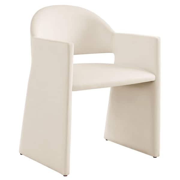 Talia Performance Velvet Dining Armchair in Alabaster