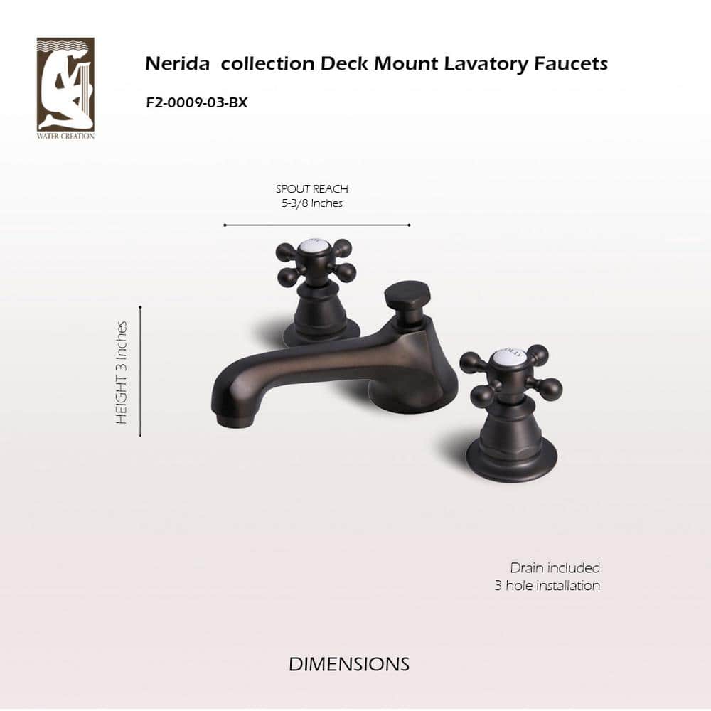 Oil Rubbed Bronze Widespread Bathroom Faucet with Cross Handles