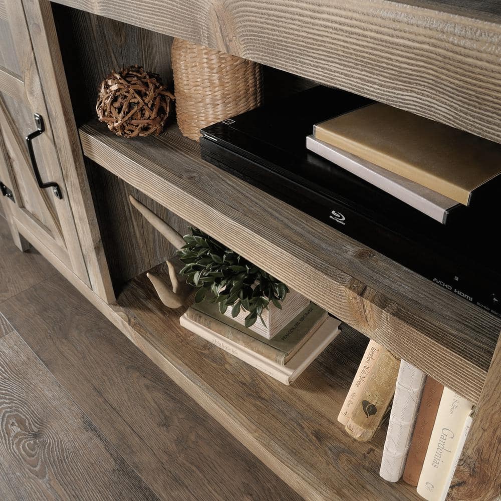 Black Rustic Wood Farmhouse TV Stand with Cabinet