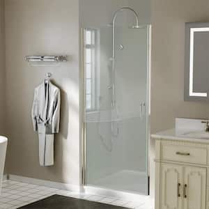36 to 37-3/8 in. W x 72 in. H Pivot Swing Frameless Shower Door in Brushed Nickel with Clear Glass