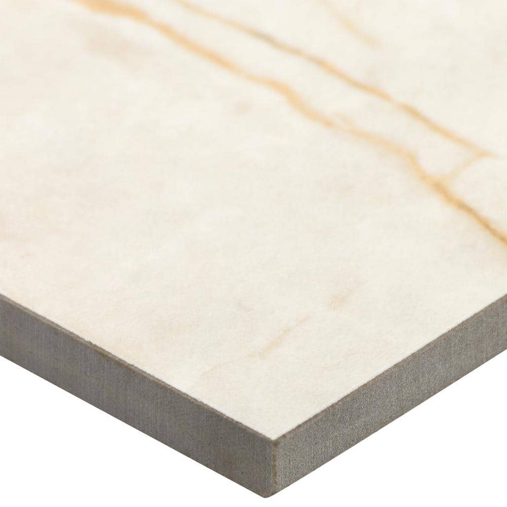 Grace Polished Beige Porcelain Marble Look Rectangular Tile