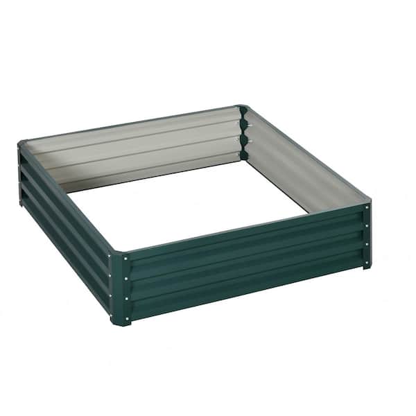Jushua 47.25 in. x 47.25 in. x 11.75 in. Galvanized Raised Garden Bed Kit, Outdoor Steel Planter Box with Open bottom, Green