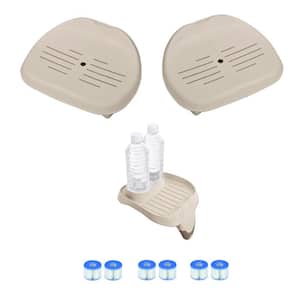 Spa Seat (2-Pack) and Cup Holder/Tray and Type A 0 sq. ft. Filter Cartridges (3-Pack)