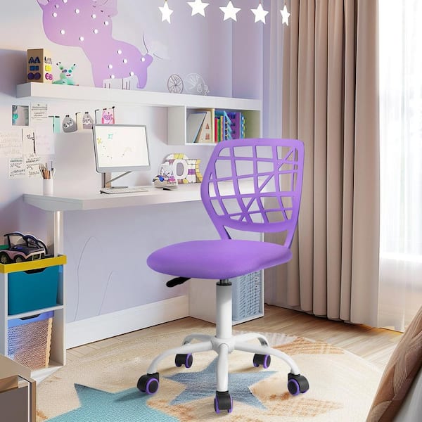 Homy Casa Car Mesh Ergonomic Swivel Task Chair in Purple with Adjustable Height and Breathable Back Support for Teens