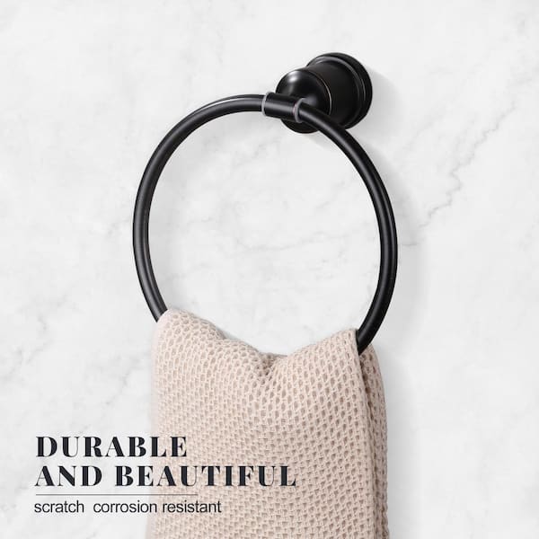 Stainless Steel Wall Mounted Round Closed Towel Ring Bath Hardware Accessory with Hardware in Oil Rubbed Bronze
