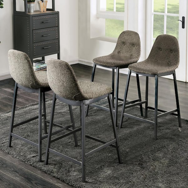 Joshitha 33.25 in. H Dark Gray and Gray Counter Height Chairs (Set of 4)