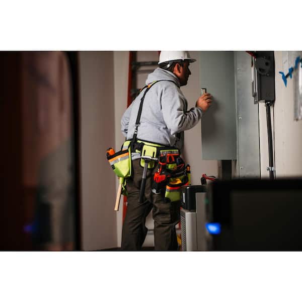 BUCKET BOSS Hi-Visibility 3-Bag Framer's Tool Belt with Suspenders