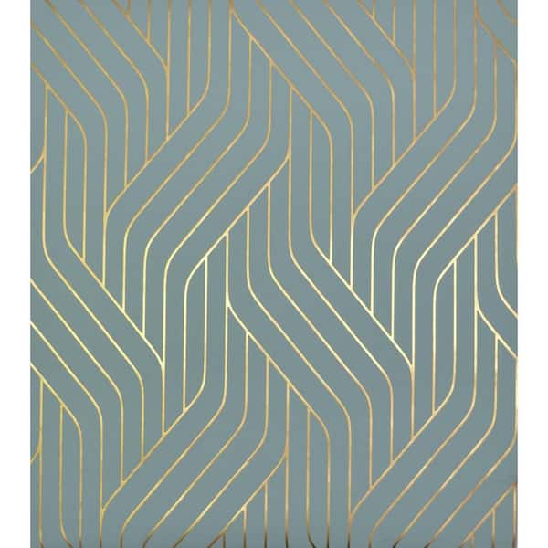 York Wallcoverings 56.9 sq. ft. Blue/Gold Ebb And Flow Wallpaper