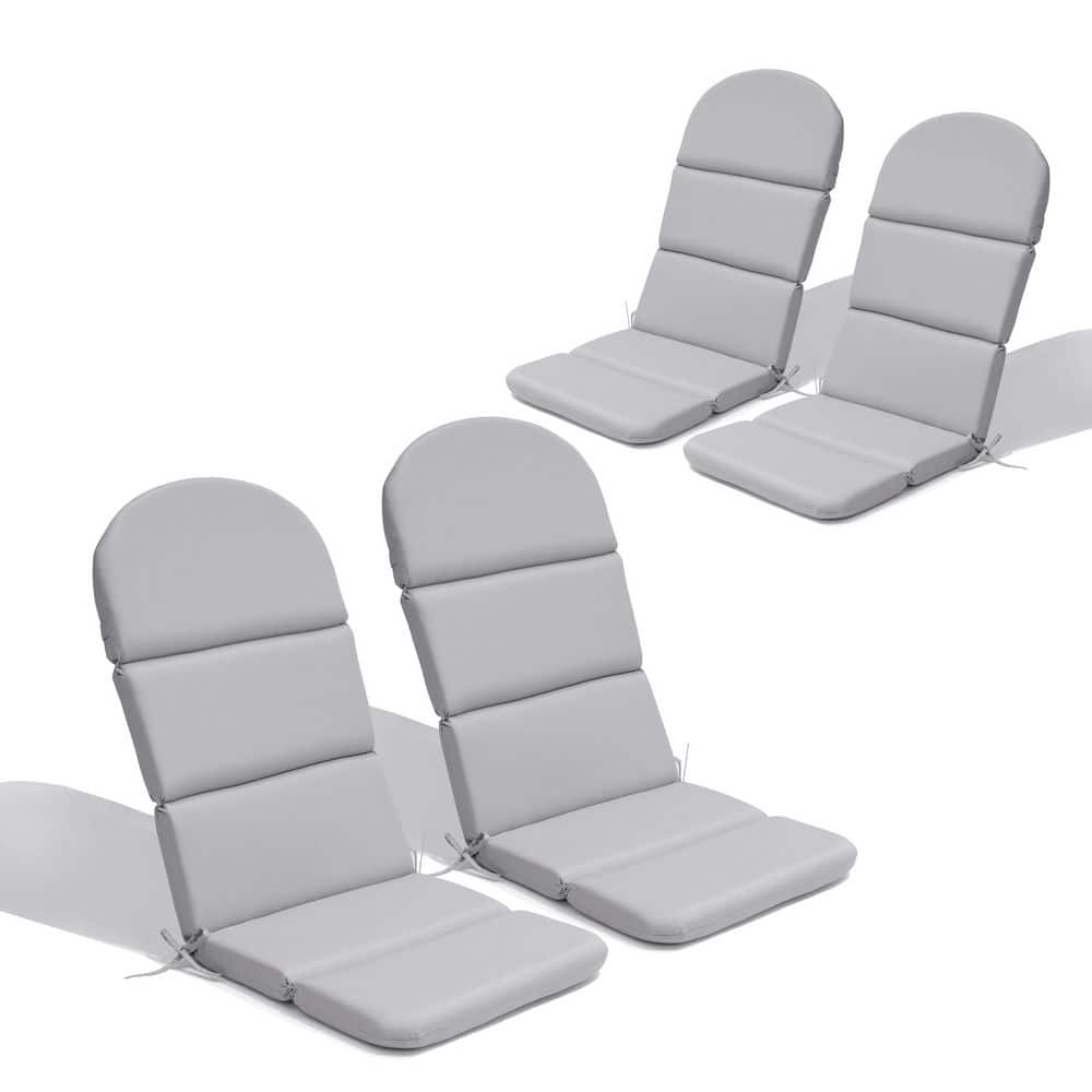 4 Pieces Outdoor Adirondack Chair Cushion with Straps 50 in. x 20 in. x 2.36 in. Replacement Patio Cushion in Light Gray
