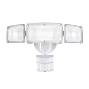 40-Watt 180° White Motion Activated Outdoor Integrated LED Flood Light with 3 Heads and PIR Dusk to Dawn Sensor
