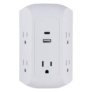 5-Outlet Surge Protector Wall Tap with USB-A and USB C Ports