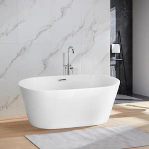 60 in. Acrylic Flatbottom Non-Whirlpool Bathtub in White