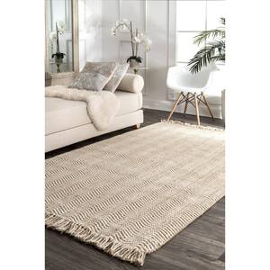 Don Casual Striped Jute Natural 9 ft. x 12 ft. Area Rug