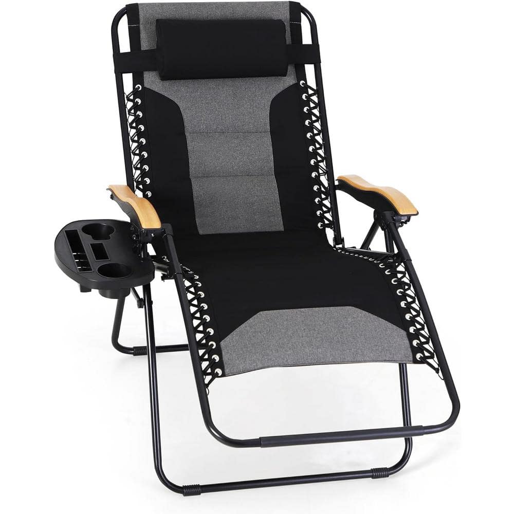 Oversized Black and Gray Metal Reclining Lawn Chair price history on PriceWatchPro