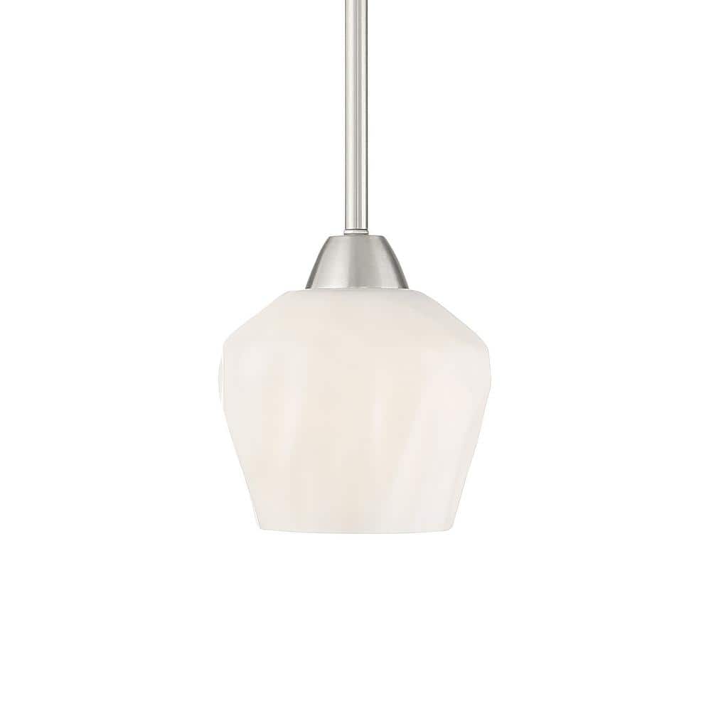 Contemporary Brushed Nickel Mini Pendant Light with Glass Shade