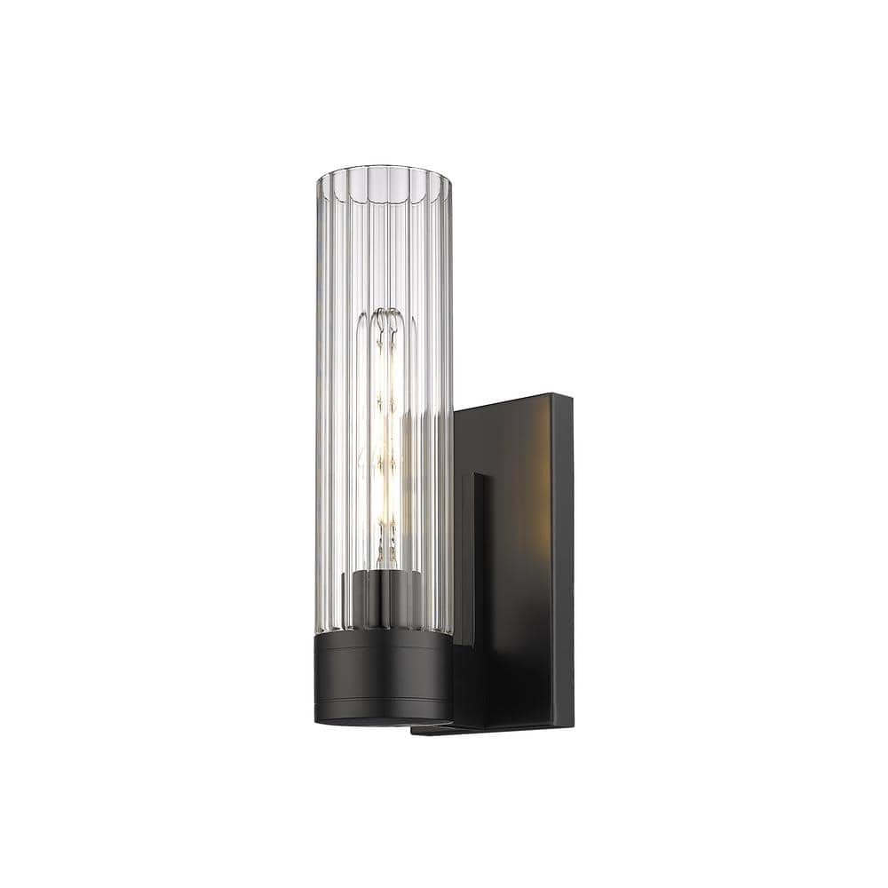 Empire 3.13 in. 1-Light Matte Black Wall Sconce with Glass Shade price history on PriceWatchPro