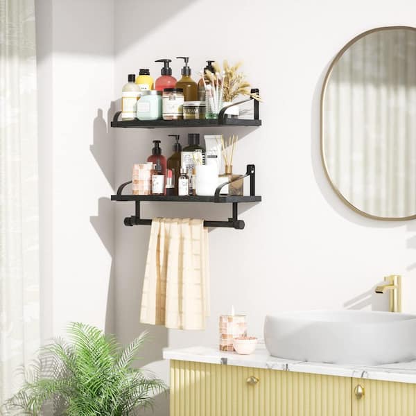 SET OF 3 Shelves W/ Towel Bar 5 1/4 7 1/4 or 9 -   Small bathroom  decor, Floating shelves bathroom, Floating shelves