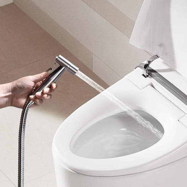 Bidet Sprayer Bidet Attachment with Sprayer Holder, T-valve and Flexible Hose Included in Silver