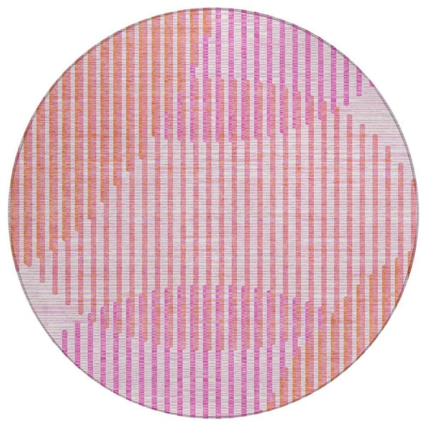 Chantille Machine Washable Indoor/Outdoor Abstract ACN1001 Pink 8 ft. x 8 ft. Area Rug