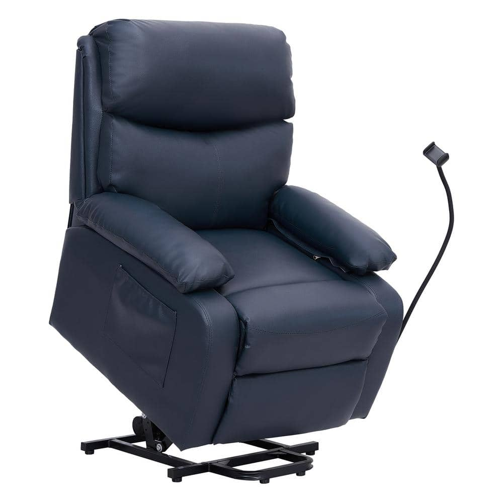 Pinksvdas Blue Comfortable Swivel Recliner with 30degree Rocking