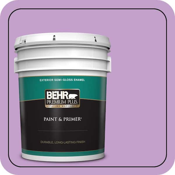 BEHR PREMIUM PLUS 5 gal. #P100-4 Lovers Knot Semi-Gloss Enamel Exterior Paint & Primer