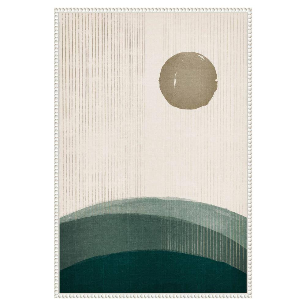 The Rusty Sun Abstract Canvas Art with White Floater Frame, 23 x 33 inches