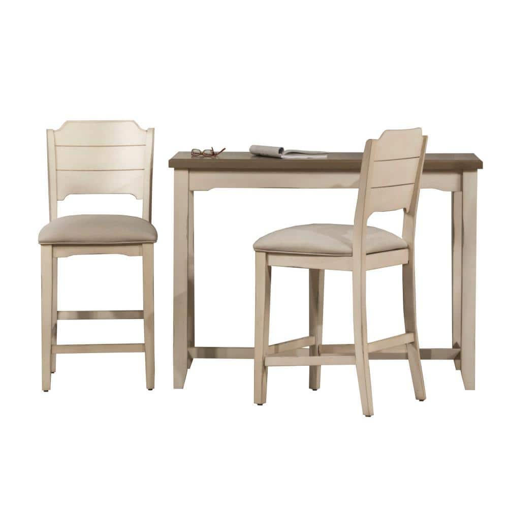 Sea White Wood 3-Piece Counter Height Dining Set
